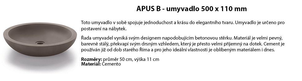 APUS B - umyvadlo 500 x 110 mm